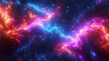 A trippy psychedelic space backdrop with pulsating, neon-colored cosmic waves flowing through a star-filled galaxy. 