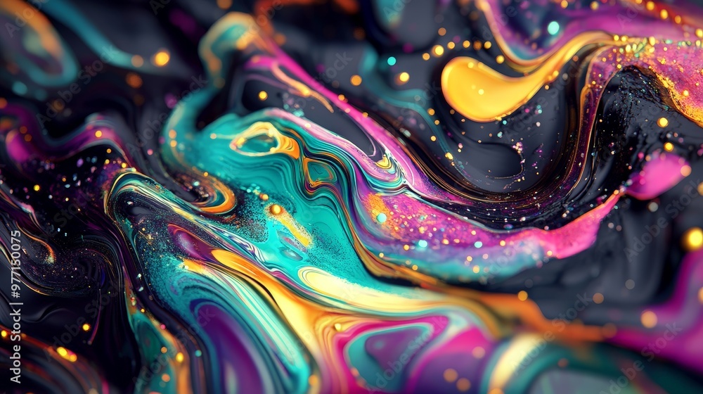 Aufkleber a vibrant digital rendering of trippy textures with fluid, abstract patterns and bright, psychedelic
