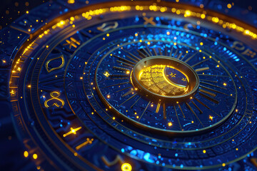 Fototapeta premium Astrological composition with zodiac circle in signs and symbols