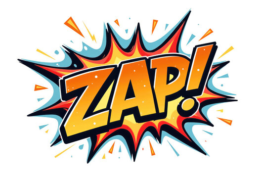 Colorful Comic Book Style Sound Effect Illustration with Dynamic Typography and Action-Themed Visual Elements