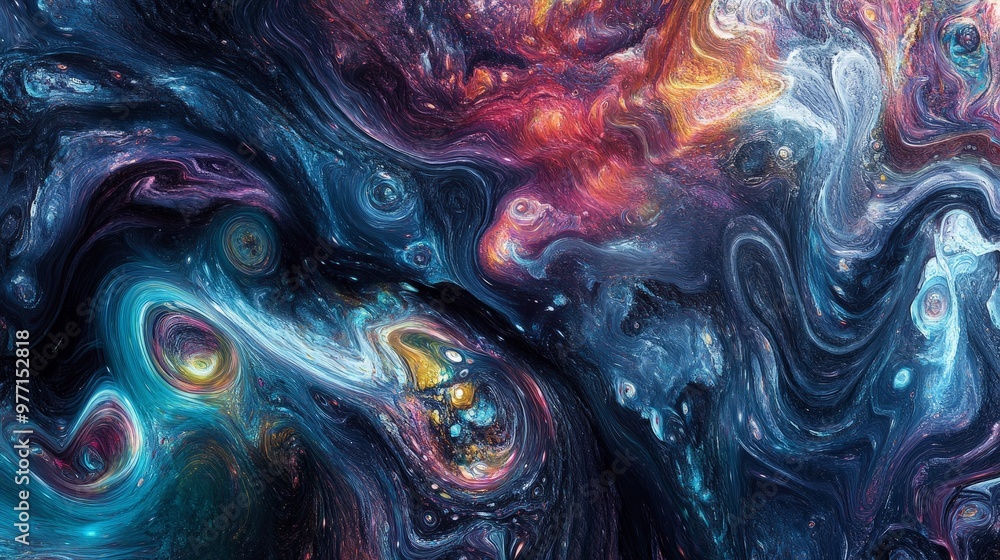 Aufkleber an artistic depiction of trippy textures featuring swirling patterns and iridescent hues. the textur