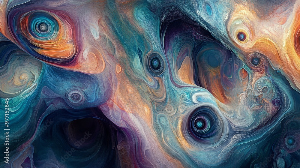 Aufkleber an artistic depiction of trippy textures featuring swirling patterns and iridescent hues. the textur
