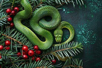 Fototapeta premium Beautiful greeting card with holiday composition for happy and joy celebrate New Year