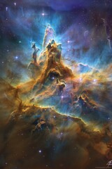 Cosmic Cliffs, Pillars of Creation in the Eagle Nebula (M16), a Majestic Star Birth Region