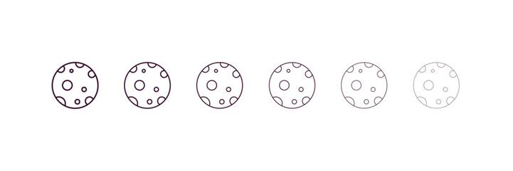 big moon outline icon. Linear vector from astronomy concept. 6 different line style big moon icon included thin, light, regular, medium, bold, black.