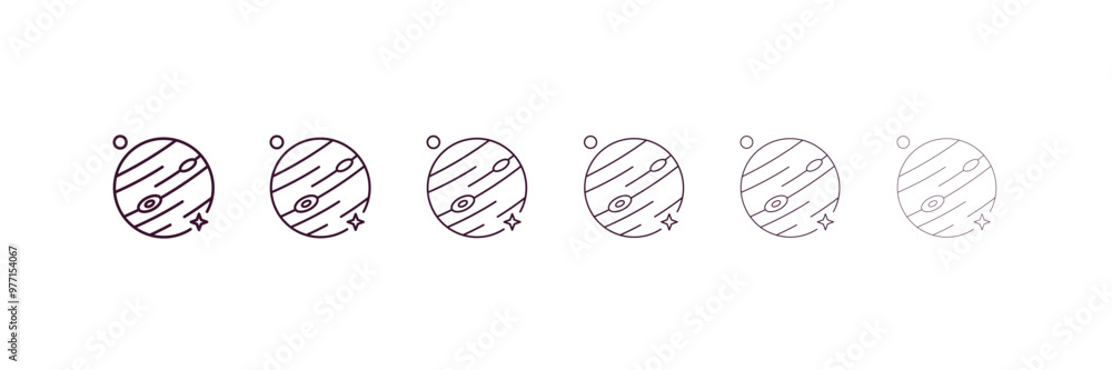 Aufkleber jupiter with satellite outline icon. linear vector from astronomy concept. 6 different line style ju