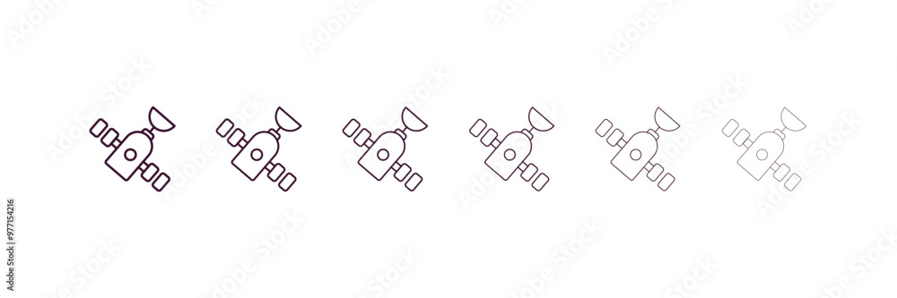 Poster inclined satellite outline icon. linear vector from astronomy concept. 6 different line style inclin