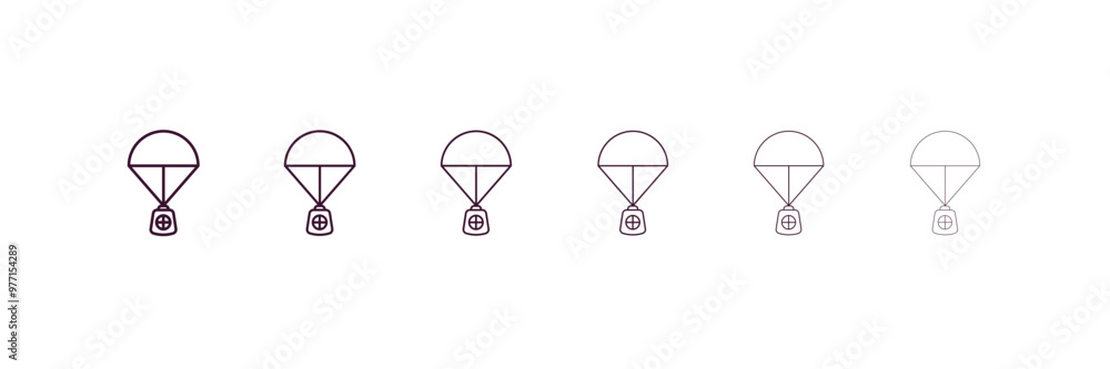 Poster capsule parachute outline icon. linear vector from astronomy concept. 6 different line style capsule