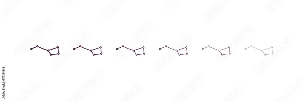 Poster big dipper outline icon. linear vector from astronomy concept. 6 different line style big dipper ico