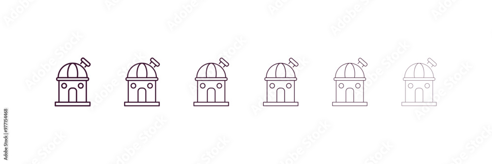 Poster observatory outline icon. linear vector from astronomy concept. 6 different line style observatory i