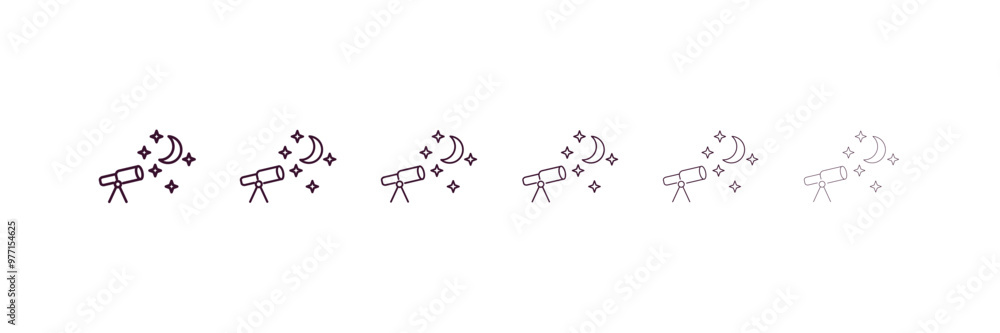 Poster astronomy outline icon. linear vector from astronomy concept. 6 different line style astronomy icon 