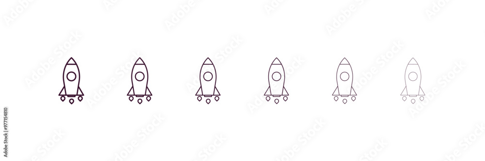 Poster liftoff outline icon. linear vector from astronomy concept. 6 different line style liftoff icon incl