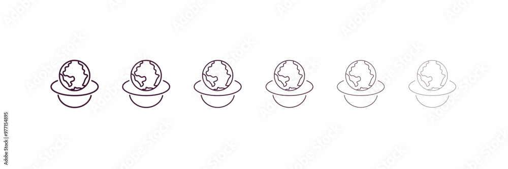Poster relativity outline icon. linear vector from astronomy concept. 6 different line style relativity ico