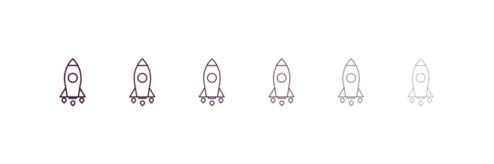 liftoff outline icon. Linear vector from astronomy concept. 6 different line style liftoff icon included thin, light, regular, medium, bold, black.