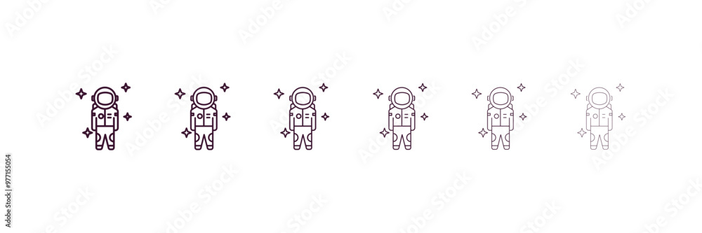 Poster spaceman outline icon. linear vector from astronomy concept. 6 different line style spaceman icon in