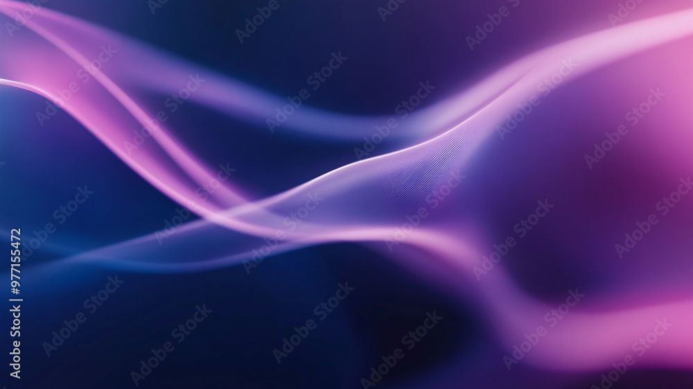Wall mural abstract swirls of purple and blue light creating a smooth wave pattern in a serene atmosphere