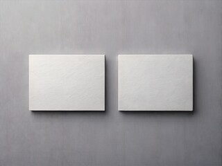 Textured two blank business card mockup on a grey background. 85x55 mm. AI Generative