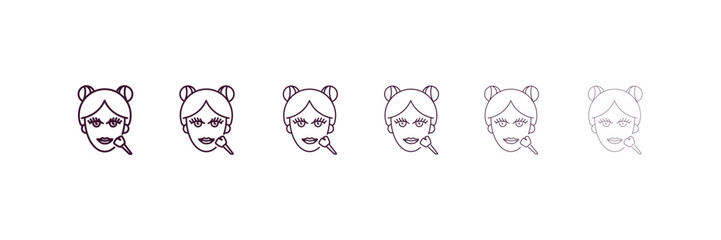 women makeup outline icon. Linear vector from beauty concept. 6 different line style women makeup icon included thin, light, regular, medium, bold, black.