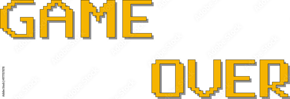 Poster 3d game over title with shadow effect - high-resolution vector for video game end screens, arcade de