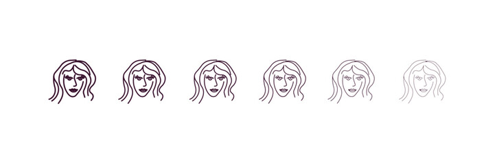 hair sample outline icon. Linear vector from beauty concept. 6 different line style hair sample icon included thin, light, regular, medium, bold, black.