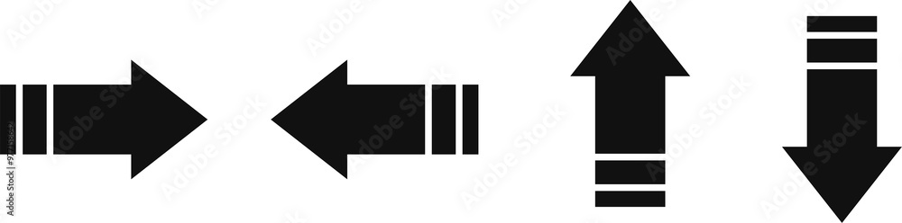 Poster a set of speed arrow icons - black and white abstract vectors for motion, speed indicators, and dyna