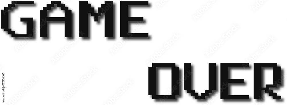 Aufkleber 3d game over title with shadow - bold vector text for video game screens, digital interfaces, and ar