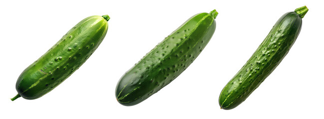fresh green cucumber on isolated transparent background