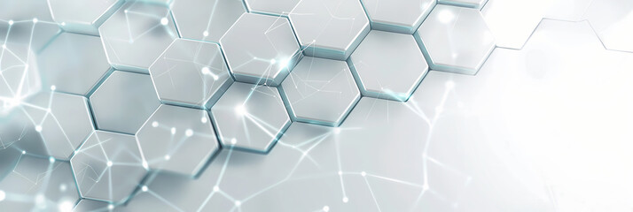 A white background with some hexagons, for presentations, scientific, medical and educational purposes, IT technology	

