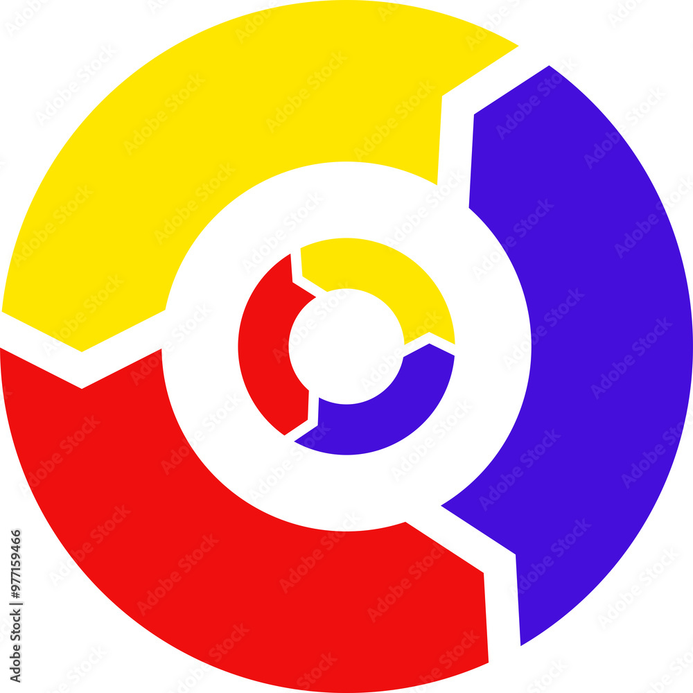 Poster vector double 3 parts circle puzzle infographic diagram - abstract colorful circle background for en