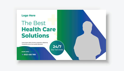 Banner template of medical health care for youtube thumbnail
