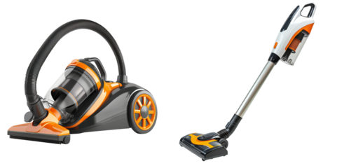 Handheld vacuum cleaner on isolated transparent background