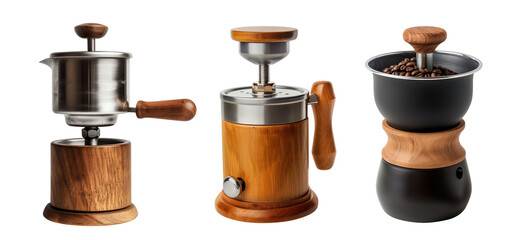 Manual coffee grinder on isolated transparent background