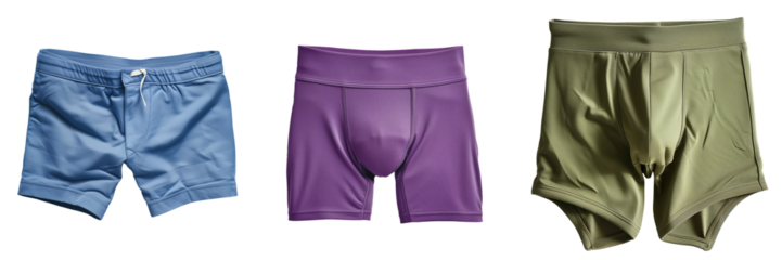 Men's boxer shorts on isolated transparent background