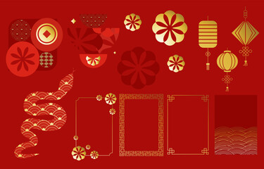 Fototapeta premium chinese element object for icon,sticker, decoration happy new year design