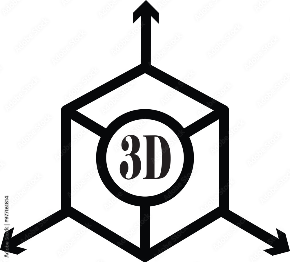 Poster 360 degrees vector icon - 3d shape design symbol on transparent background for interactive graphics,