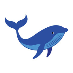 Fototapeta premium Blue whale silhouette vector isolated on a white background
