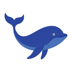 Blue whale silhouette vector isolated on a white background