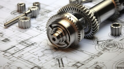 Precision Engineering Gears and Technical Drawings for Industrial Design and Manufacturing Concepts