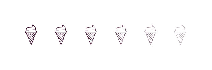 stripped ice cream cone outline icon. Linear vector from cinema concept. 6 different line style stripped ice cream cone icon included thin, light, regular, medium, bold, black
