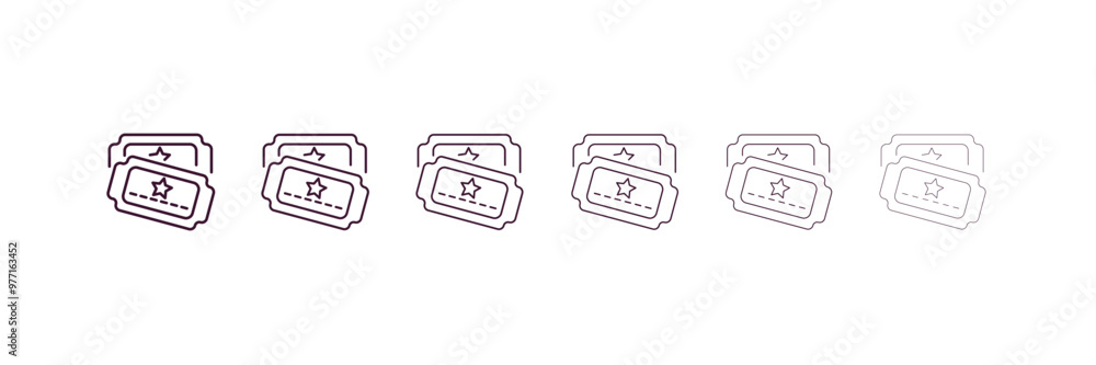 Poster tickets outline icon. linear vector from cinema concept. 6 different line style tickets icon include