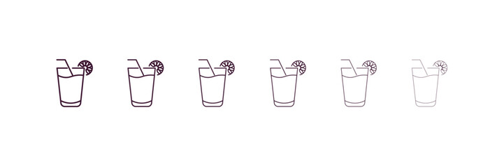 drink with straw outline icon. Linear vector from cinema concept. 6 different line style drink with straw icon included thin, light, regular, medium, bold, black