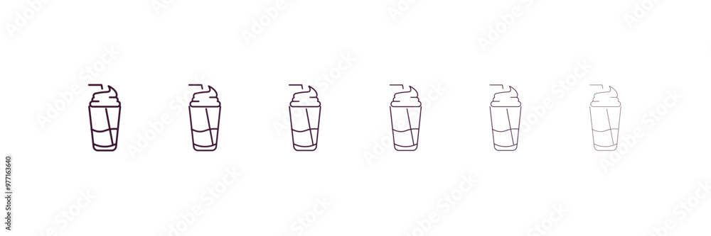 Poster smoothie with straw outline icon. linear vector from cinema concept. 6 different line style smoothie