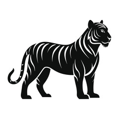 Tiger animal silhouette vector isolated on a white background