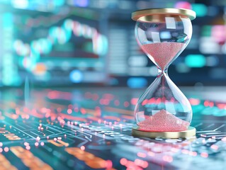 hourglass with time-sensitive business targets, representing time-bound strategy and goal urgency.