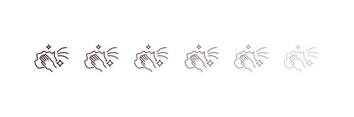 wiping outline icon. Linear vector from cleaning concept. 6 different line style wiping icon included thin, light, regular, medium, bold, black