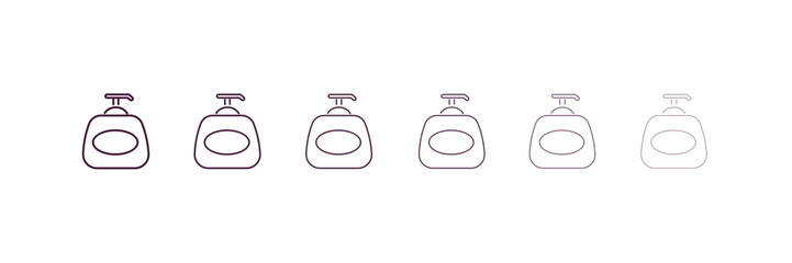 hand soap outline icon. Linear vector from cleaning concept. 6 different line style hand soap icon included thin, light, regular, medium, bold, black