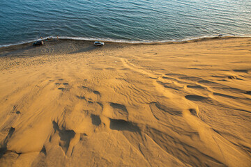The very beautiful beach in Albania with sand dunes on the coast of the Adriatic Sea. Rana e Hedhun a nice spot Sand-Dune. 