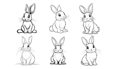 Rabbit Line art vector, White background
