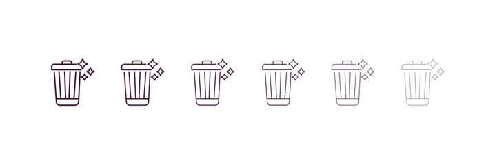 garbage cleanin outline icon. Linear vector from cleaning concept. 6 different line style garbage cleanin icon included thin, light, regular, medium, bold, black
