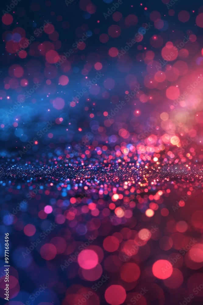 Poster glittering bokeh, abstract background with sparkling defocused lights in vibrant colors